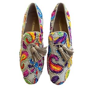 Dungelmann Colorful Boho Embroidered Tassel Loafers Statement Shoes EU 37
